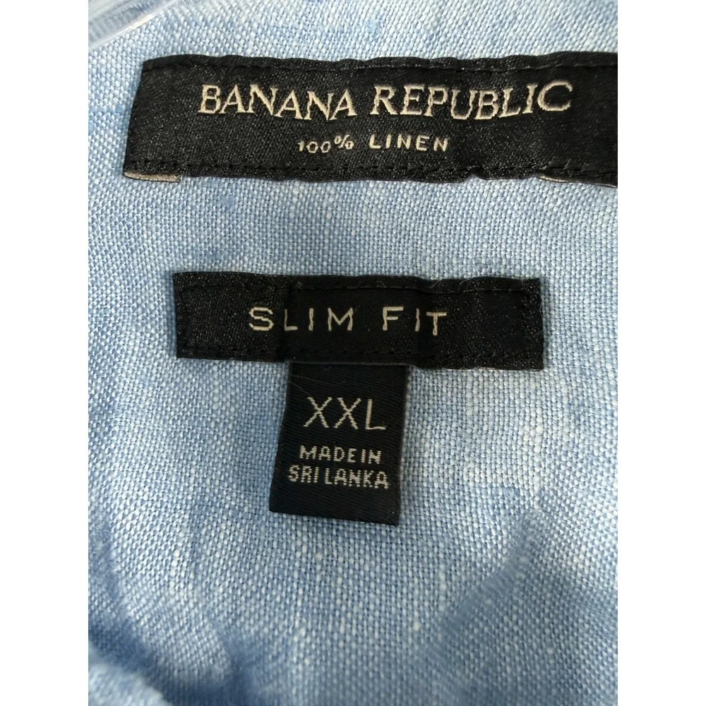Banana Republic 100% Linen long sleeve button up shirt Mens 2XL Blue